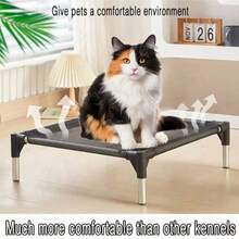 1 chiếc giường cho thú cưng bằng thép không gỉ, sử dụng được quanh năm, vải lưới có thể tháo rời và giặt được, dành cho chó. - màu đen - Xem 3