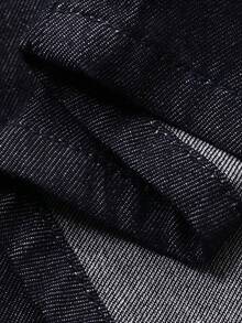 DAZY Conjunto casual de mezclilla para mujer con chaleco sin mangas de cuello redondo y abierto al frente, y pantalones vaqueros rectos y sueltos - Azul lavado oscuro - Ver 8