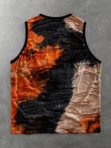 ROMWE MEN Street Life Men's Fashionable Tie-Dye Distressed Design Tank Top, Summer - Multicolor - View 8