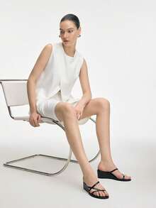 多巴胺高级感黑色性感厚底趾凉鞋轻奢细带坡跟拖鞋户外穿着 - 黑色 - 查看 2