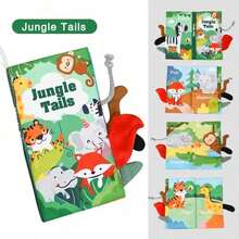 MINKOJA 3D动物尾巴布书，可水洗，多功能婴儿布书，带吱吱声，早教益智，柔软布面，是送给0个月宝宝的完美礼物 - 彩色 - 查看 5