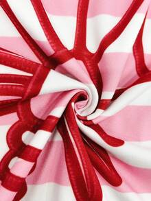 Resyla 女士休闲条纹龙虾印花圆领短袖T恤，夏季 - 彩色 - 查看 3