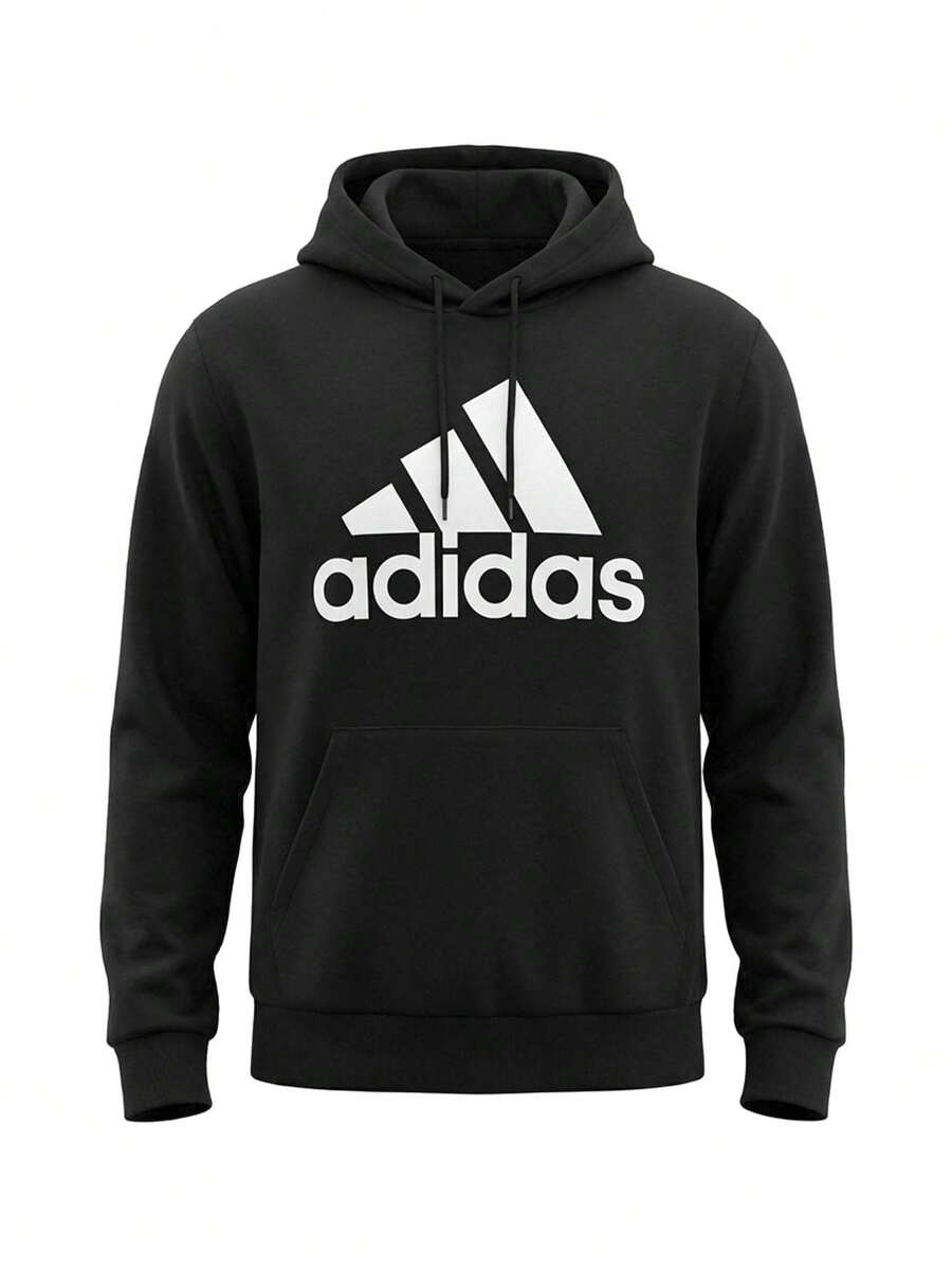 Adidas Essentials Men's French Terry Hoodie Black - Black - View 1