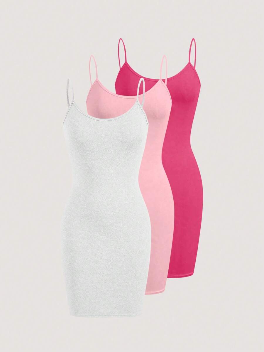 SHEIN Franclia 女士休闲纯色吊带连衣裙 - 彩色 - 查看 1