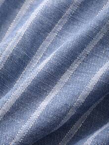 DAZY Women's Ruffle Collar Striped Raglan Sleeve Single-Breasted Shirt - Blue - View 9