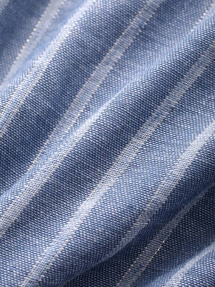 Women's Ruffle Collar Striped Raglan Sleeve Single-Breasted Shirt