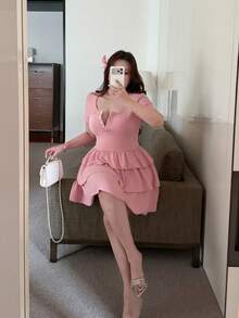 Vibekara 紧身针织弹力蛋糕裙 - 粉色 - 查看 7