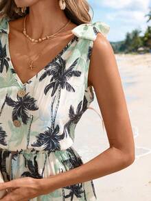 Sylviya Women's Casual Coconut Tree Print Vacation Dress Summer Outfits For Women Summer Dresses Beach Outfits For Women Beach Dress Casual Dresses For Women Vacation Outfits Women Summer Holiday Outfits Vacation Dresses, Beach Vacation Outfits For Women Floral Dresses For Women Dresses For Women Summer Cruise Outfit For Women Hawaii Outfits Women - Multicolor - View 3
