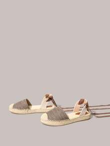Styleloop Giày bệt mũi vuông thời trang, kiểu dáng casual, có khóa cài, chất liệu lưới thoáng khí, thích hợp cho tiệc tùng/công sở, lễ hội âm nhạc miền Tây màu mơ. - Màu Khaki - Xem 8