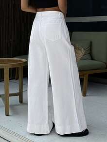 DAZY Women's Casual All White Wide-Leg Jeans, Spring/Summer,Wedding Vacation Guest Dress Women - White - View 2