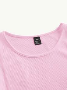 SHEIN EZwear 女士性感露脐吊带背心，适合夏季，浅粉色和浅蓝色系，粉嫩紧身款，修身款，夏季上衣 - 彩色 - 查看 6