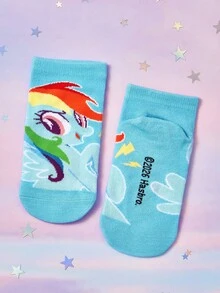 My Little Pony X SHEIN 6雙裝兒童純棉柔軟透氣吸濕襪 可可愛卡通獨角獸圖案 女孩襪 加強腳趾與腳跟 耐穿四季款 - 彩色 - 查看 5