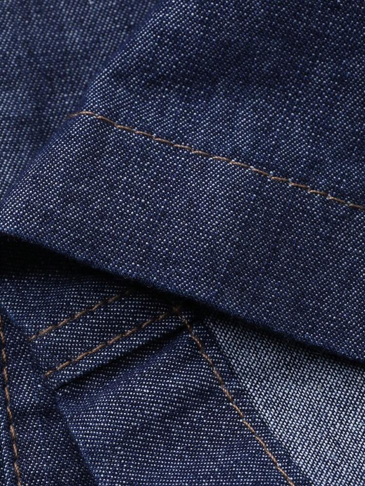 Women's Collared Waist Drawstring Denim Shirt And Loose Straight Leg Jeans Casual Denim Suit