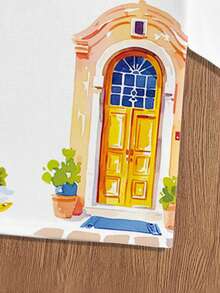 Manfinity Joysei 男士休闲度假涂鸦建筑印花宽松短款上衣，适合夏季外出穿着 - 白色 - 查看 4