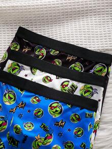 TEENAGE MUTANT NINJA TURTLES | SHEIN Quần lót nam in hình hoạt hình, kiểu dáng thường ngày. - Đen và trắng - Xem 6