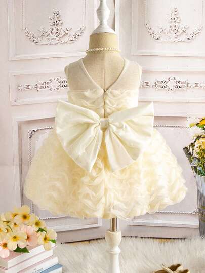 Glamorique Kids Baby Girl Multilayer Ruffle Hem Dress, Suitable For Spring, Summer, Autumn Wear, Daily And Party Occasions