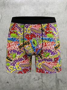 TEENAGE MUTANT NINJA TURTLES | SHEIN 1件男士卡通印花平角内裤 - 黑色 - 查看 1