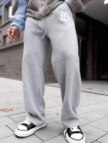 Artur Kramer 男士休闲运动字母印花抽绳腰运动裤 - 灰色 - 查看 5