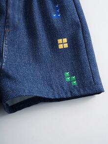 Tetris™ X SHEIN 女婴彩色键盘印花T恤和短裤套装 - 彩色 - 查看 7