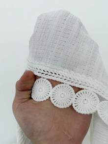 GalTyme 大码女式纯色荷叶边腰带休闲短裤 - 白色 - 查看 7