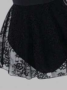 Áo liền quần thể thao cho bé gái tuổi teen, phù hợp cho múa ba lê, đi học, tập luyện tại trường, tập huấn, thi đấu và mặc thường ngày. Thiết kế tay dài bằng vải lưới co giãn thời trang, thoải mái và đàn hồi. - màu đen - Xem 7