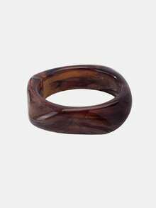 Lumivelle 1 件厚树脂袖口手镯女士堆叠厚轮手镯套装，棕色亚克力手镯臂带，基本款设计手镯首饰适合日常佩戴 - 彩色 - 查看 3