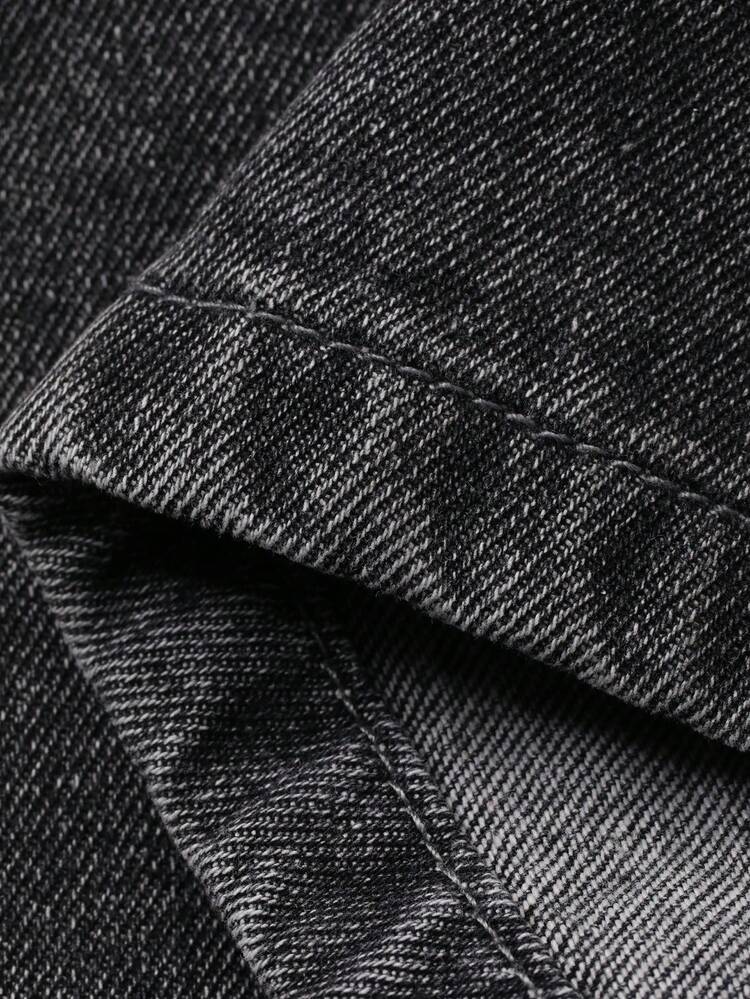 Teen Girl Rhinestone Letter Graphic Pocket Wide Leg Loose Casual Jeans