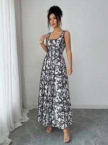 Elenzga 女士度假长款优雅夏日连衣裙 - 黑色 - 查看 6