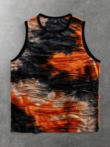 ROMWE MEN Street Life Men's Fashionable Tie-Dye Distressed Design Tank Top, Summer - Multicolor - View 1