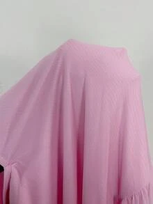 Aloruh 女士新款优雅垂褶领粉色长裙/钩针编织吊带裙/性感露背连衣裙/浪漫婚礼季/海滩度假/派对礼服/夏日连衣裙 - 粉色 - 查看 8