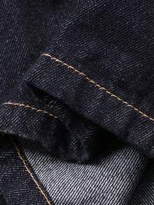 DAZY Pantalones peto vaqueros de cuello alto holgados y ajustables para mujer, estilo casual de ciudad - Azul lavado oscuro - Ver 8