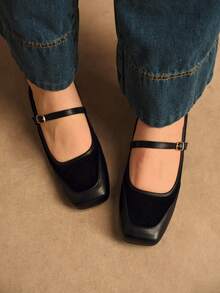 Rosivie Women's Buckle Design Casual Fashion Shoes - Black - View 10