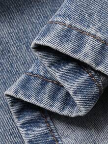 DAZY Quần yếm và áo liền quần denim dáng rộng, ống thẳng, phong cách thành thị dành cho nữ. - Rửa trung bình - Xem 8