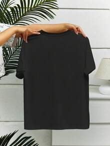 INAWLY 杜宾犬印花T恤 - 趣味吐舌设计，女士酷炫嘻哈风格，性感女孩T恤 - 黑色 - 查看 2