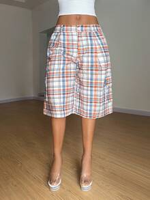 StreetHx 女士格子口袋休闲宽松短裤 - 彩色 - 查看 4