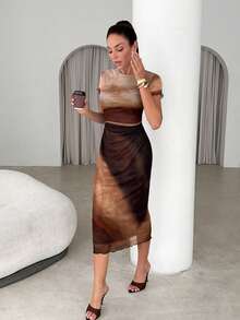 Lavishia 女士时尚印花短袖连衣裙，春夏款 - 彩色 - 查看 5