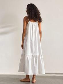 Ocili Women's Solid Color Spaghetti Strap Long Nightgown - White - View 2