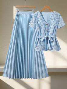 Franclia Trang phục hai mảnh dành cho phụ nữ mặc hàng ngày - Màu xanh lam - Xem 3