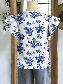 EMERY ROSE Women's Casual Floral Print Cap Sleeve Blouse - Multicolor - View 6