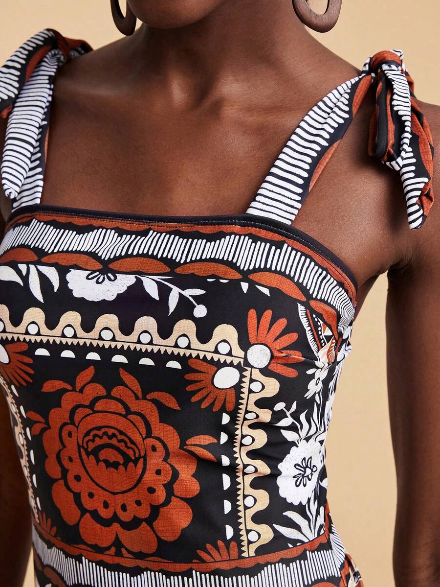 Travachic 女士印花时尚吊带连体泳衣 - 彩色 - 查看 1