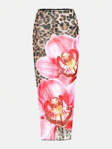 SHEIN Girlism 儿童夏季少女三件套豹纹印花修身吊带比基尼套装，黑色豹纹彩色花卉沙滩度假泳装，夏季沙滩两件套，夏季猎豹纹两件套夏季裙装两件套，女士度假两件套，女士优雅沙滩装连衣裙，豹纹印花比基尼套装带裙，女士夏季两件套，女士夏季服装 - 彩色 - 查看 10