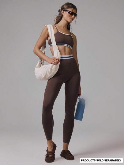 Musera Sport Seamless Stripe High Waistband Leggings Only Sport Workout Gym Pilates Fitness Daily Casual Banana Pudding