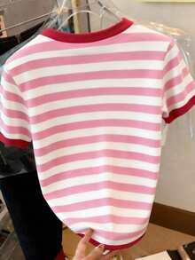 Resyla 女士休闲条纹龙虾印花圆领短袖T恤，夏季 - 彩色 - 查看 2