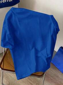 Manfinity Joysei Navy Blue Fitted Short Sleeve T-Shirt For Men - Royal Blue - View 4