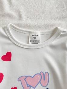 3pcs Girls Pajamas Set - Cute Blue & Pink Rabbit Print Snug Fit T-Shirt, Shorts And Leggings Snug Fit Girls Pajama Set Short Sleeve Pajama Set - Multicolor - View 4