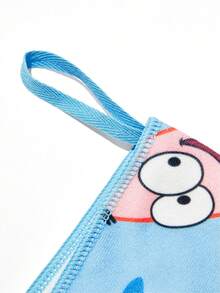 SpongeBob SquarePants | SHEIN 1块卡通海绵，派大星印花浴巾，沙滩巾，可用于沙滩、游泳。 - 藍色 - 查看 9