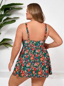 SHEIN CURVE+ 大码女士两件式印花吊带泳衣 - 彩色 - 查看 2