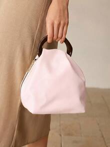 MOTF PREMIUM TAS TANGAN LIPAT WANITA WARNA POLOS, ELEGAN DAN SEDERHANA, UNTUK PAKAIAN SEHARI-HARI UNTUK BEKERJA DAN BERPERJALANAN - Baby Pink - View 6