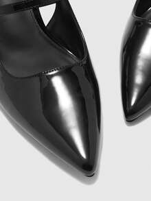 CUCCOO BIZCHIC Zapatos Mary Jane de tacón alto puntiagudo de charol negro, de primavera 2026, para uso diario y citas, de suela baja y diseño suave - Negro - Ver 8