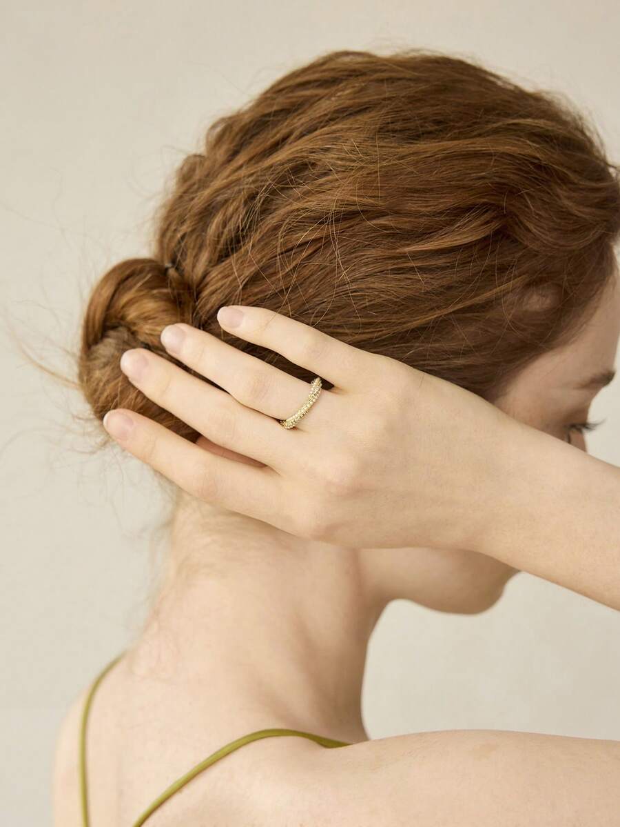 MOTF PREMIUM Nhẫn đơn giản màu trắng, mạ vàng 18k, đính ngọc trai giả. - Vàng - Xem 2